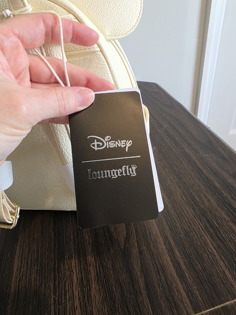 Loungefly Disney Cream Floral Embroidered Mini Backpack with Bow Ears - Picture 9 of 12